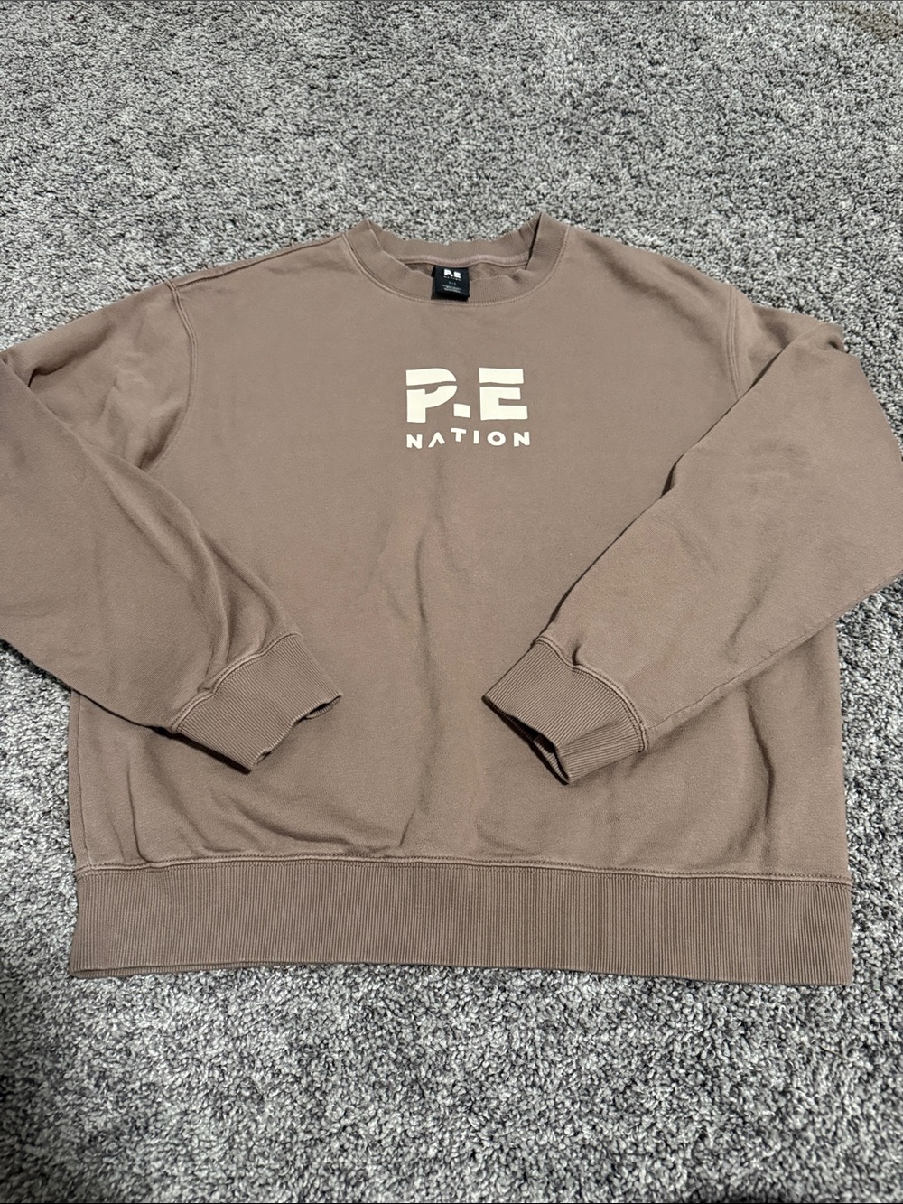 P.E Nation Brown Crew Sweater with Cream Logo